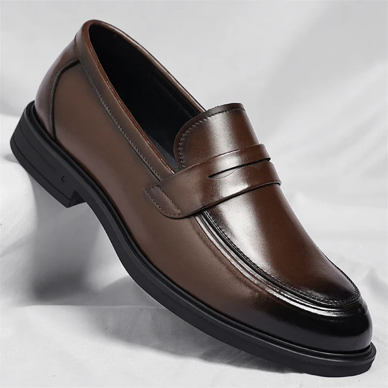 Chaussure Mocassin Costume Marron Vernis Premium Pour Homme