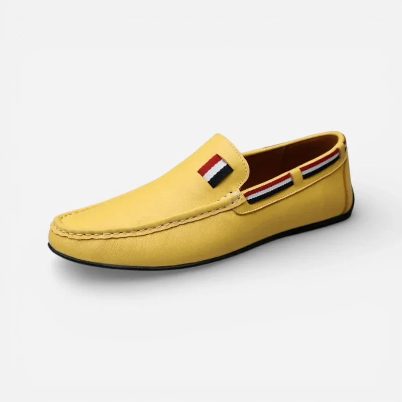 Mocassin Jaune En Cuir Drapeau Français Pour Homme