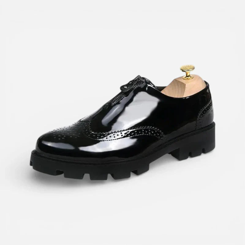 Mocassin Cuir Noir Fermeture Homme