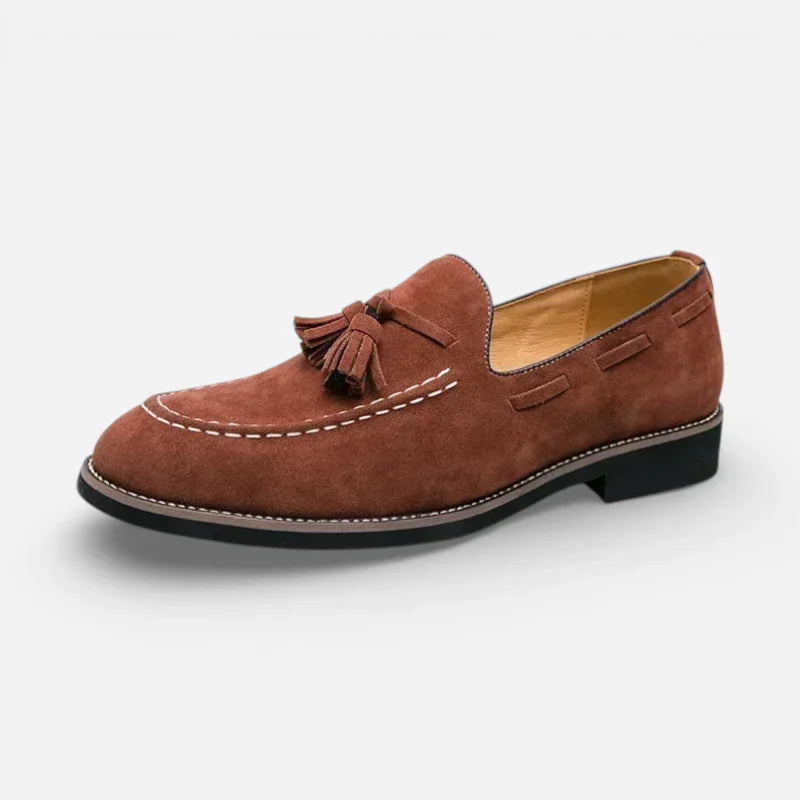Mocassin En Daim Marron Semelle Noire Homme