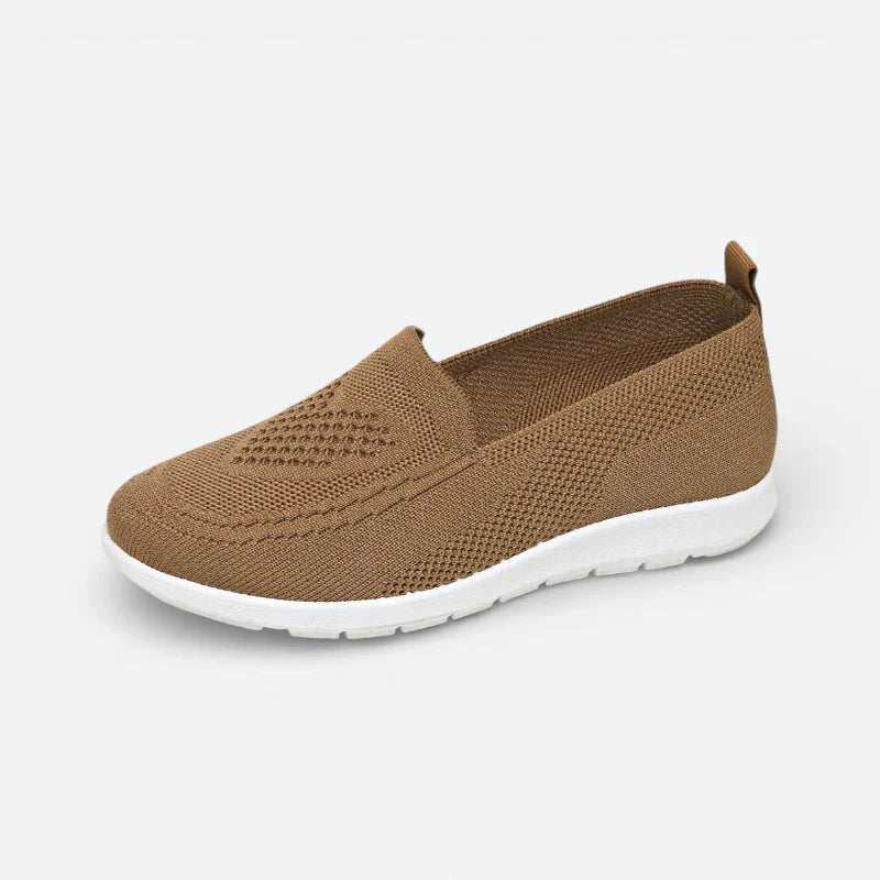 Mocassin Pour Femme En Tissu Maron