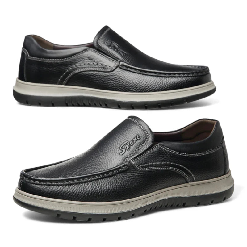 Mocassin En Cuir Noir Pour Homme épais