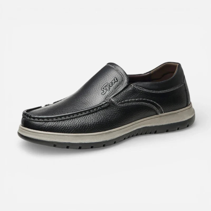 Mocassin En Cuir Noir Pour Homme épais