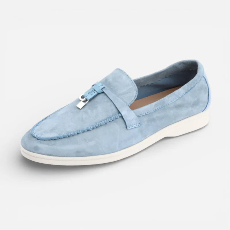 Mocassin Daim Bleu Ciel à Glands
