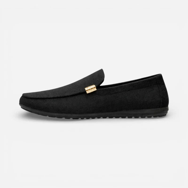 Mocassin En Tissu Noir Décontracté Casual Chic Pour Homme