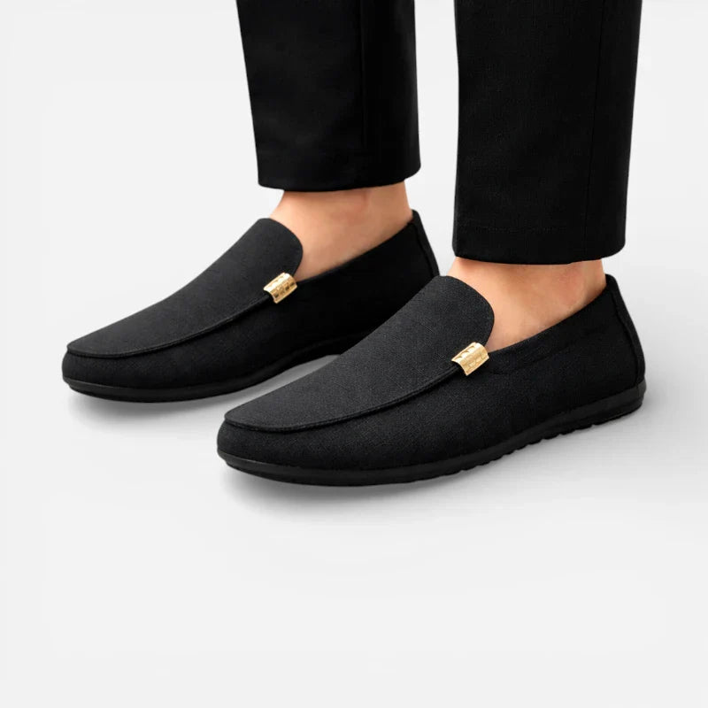 Mocassin En Tissu Noir Décontracté Casual Chic Pour Homme