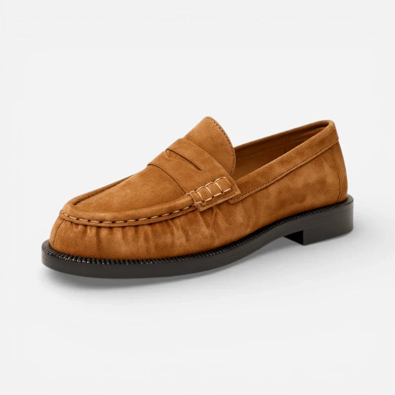 Mocassin Premium En Daim Camel Femme