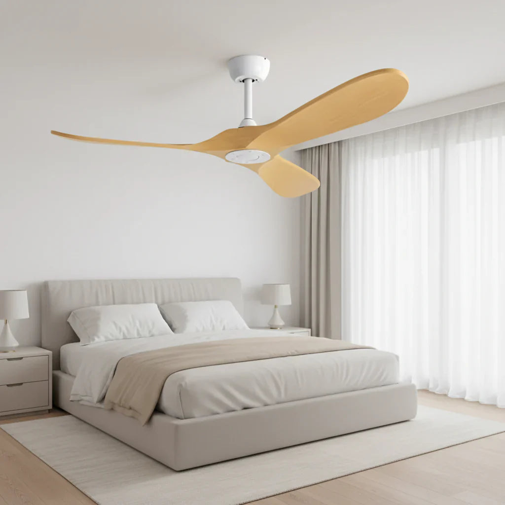 Lévant | Ventilateur vintage blanc et bois clair
