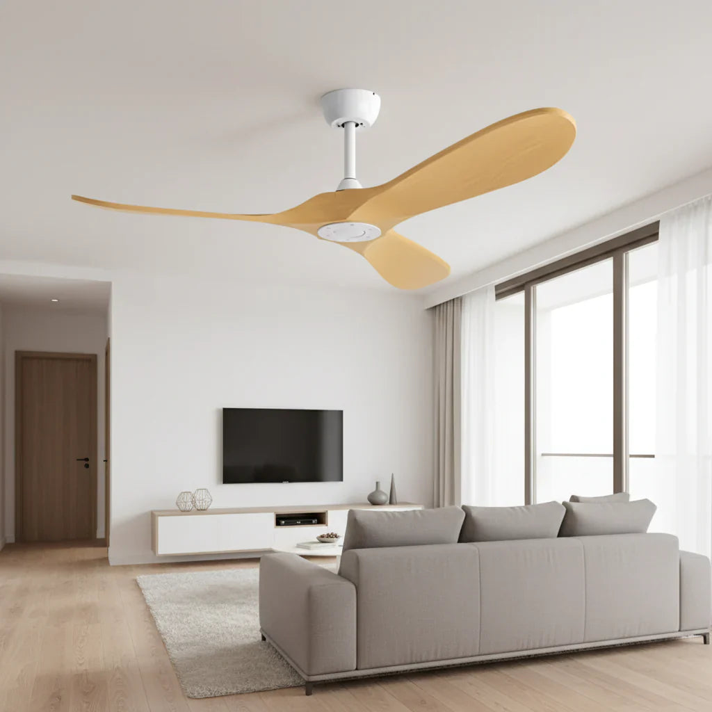 Lévant | Ventilateur vintage blanc et bois clair