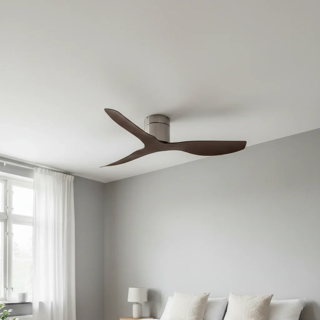 Verso | Ventilateur ultra-plat argent et bois foncé