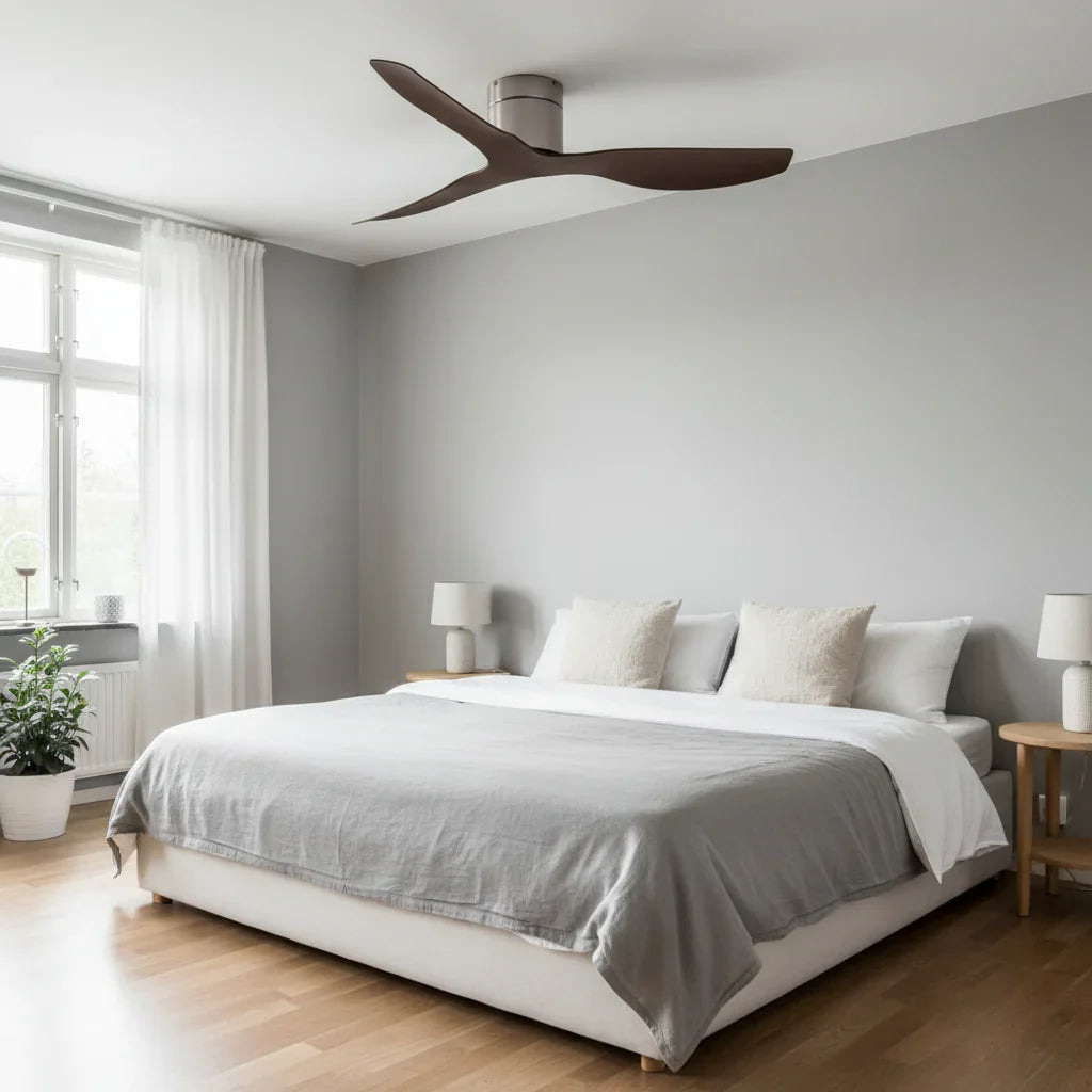 Verso | Ventilateur ultra-plat argent et bois foncé