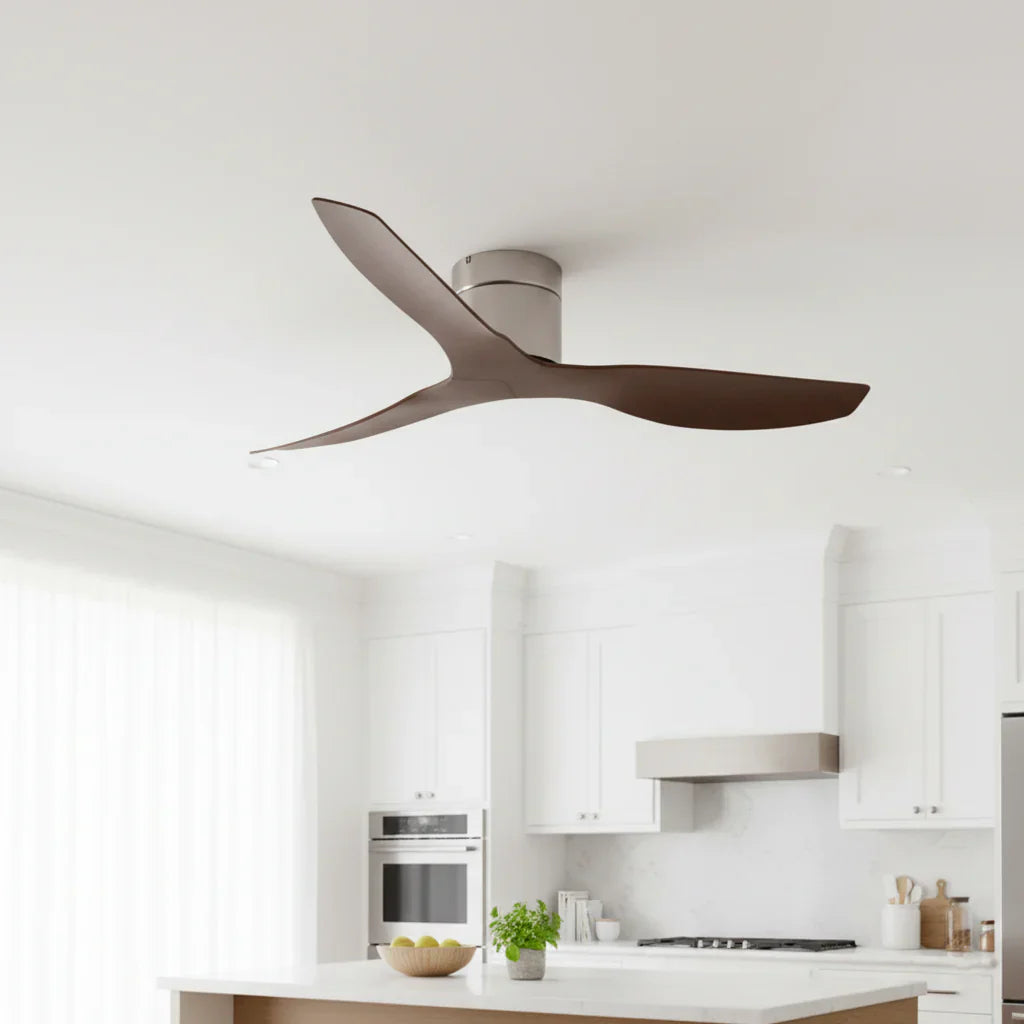 Verso | Ventilateur ultra-plat argent et bois foncé