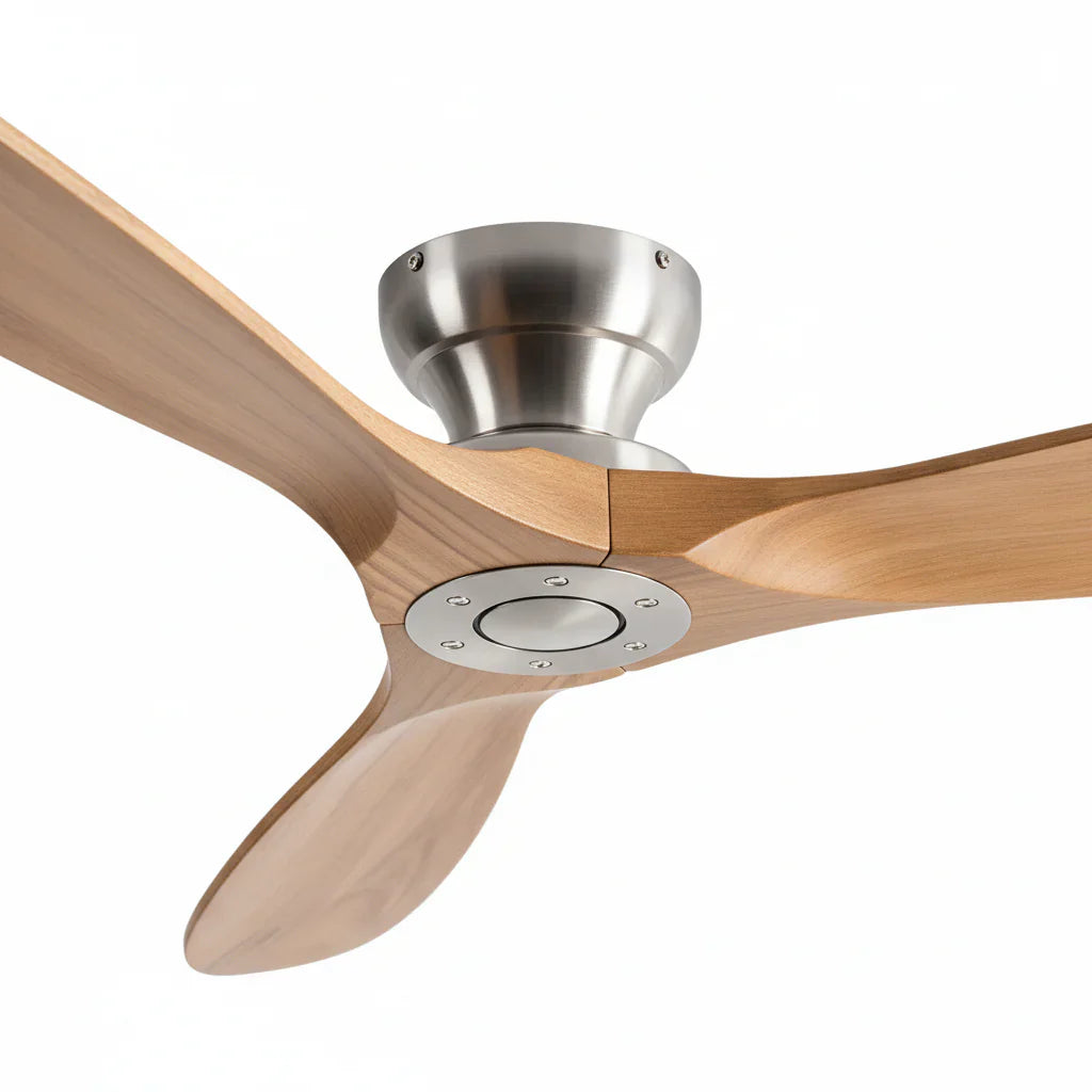 Frida | Ventilateur bois massif naturel et argent