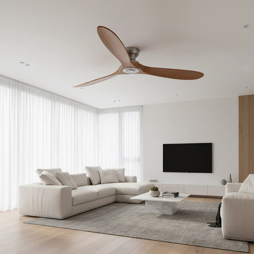 Frida | Ventilateur bois massif naturel et argent