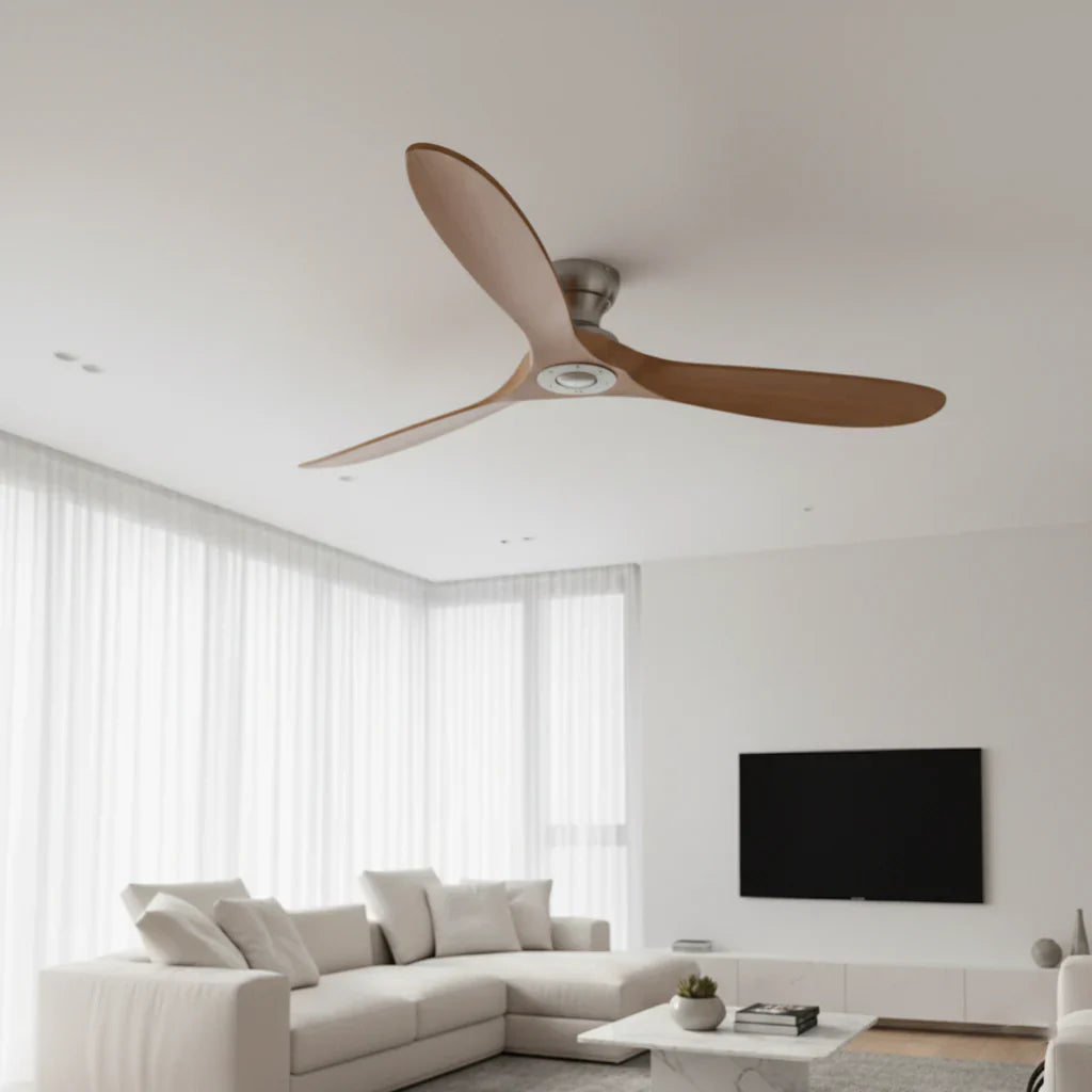 Frida | Ventilateur bois massif naturel et argent