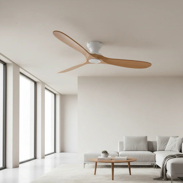 Bjorn | Ventilateur bois massif naturel et blanc