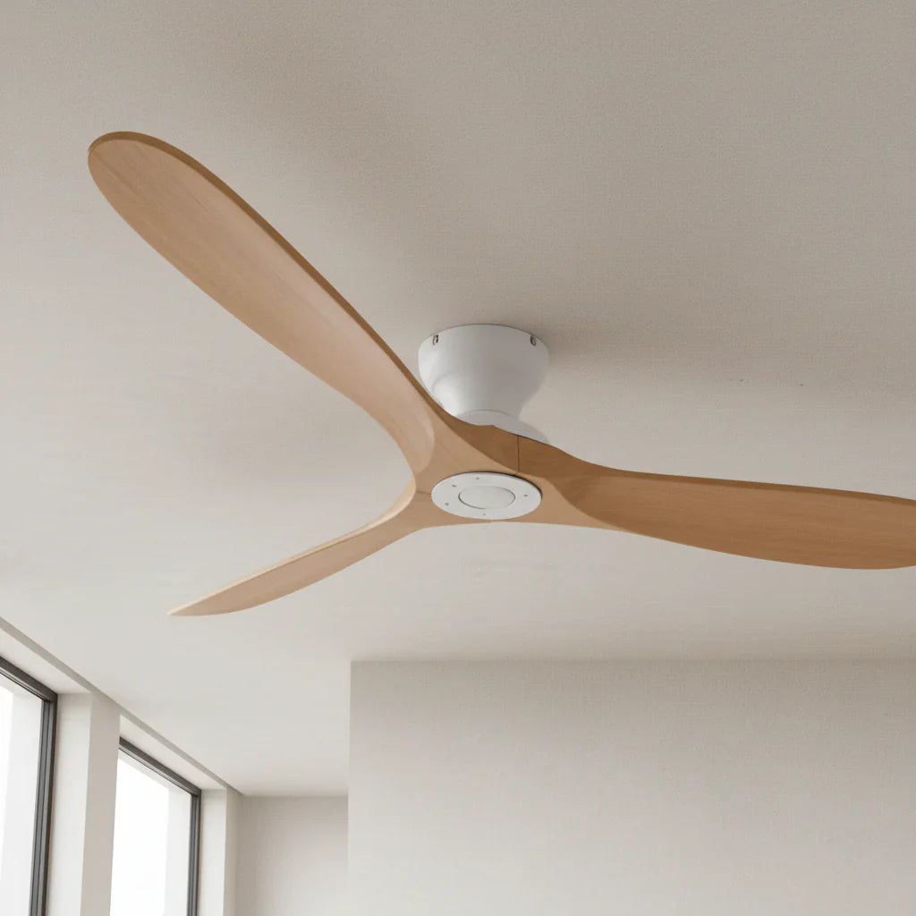 Bjorn | Ventilateur bois massif naturel et blanc