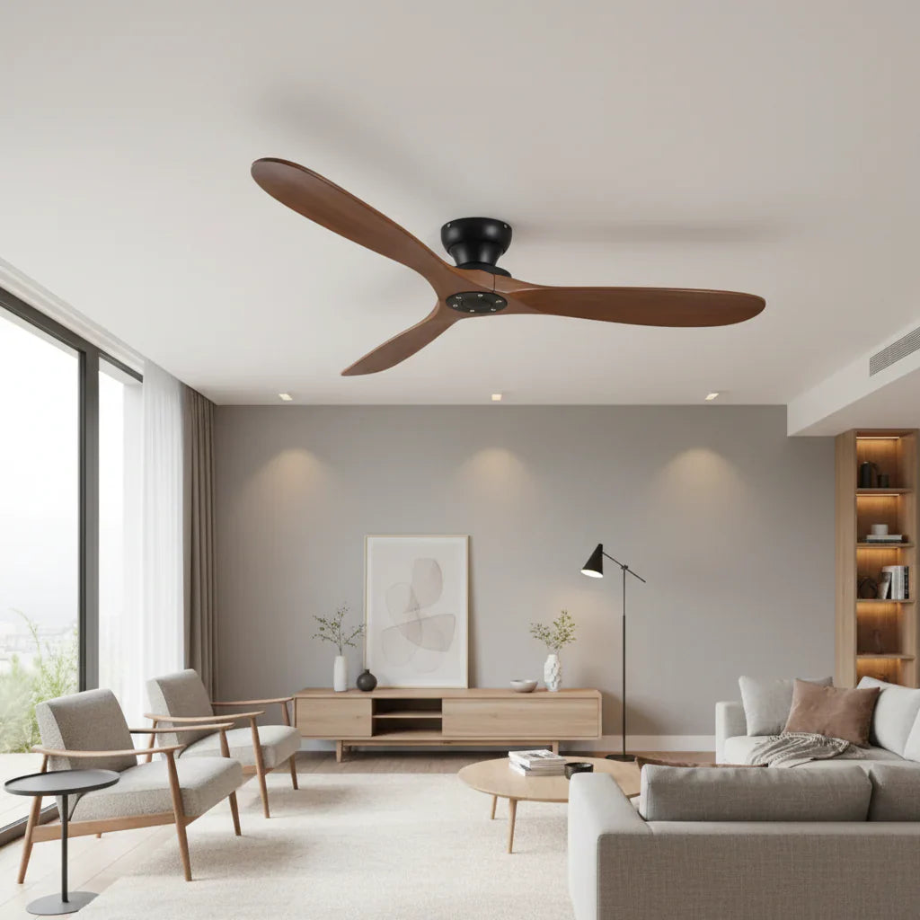 Vidar | Ventilateur bois massif foncé et noir