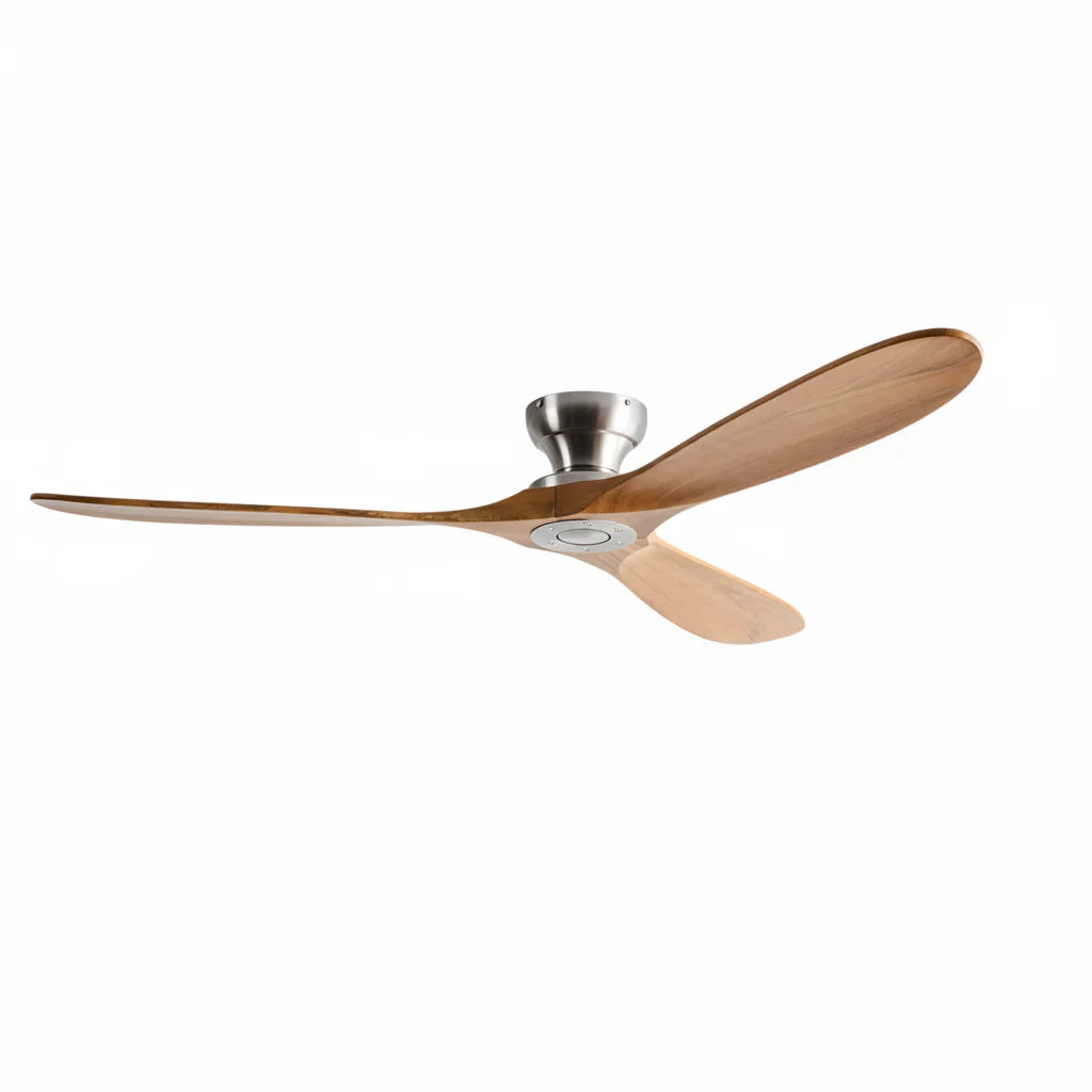 Frida | Ventilateur bois massif naturel et argent