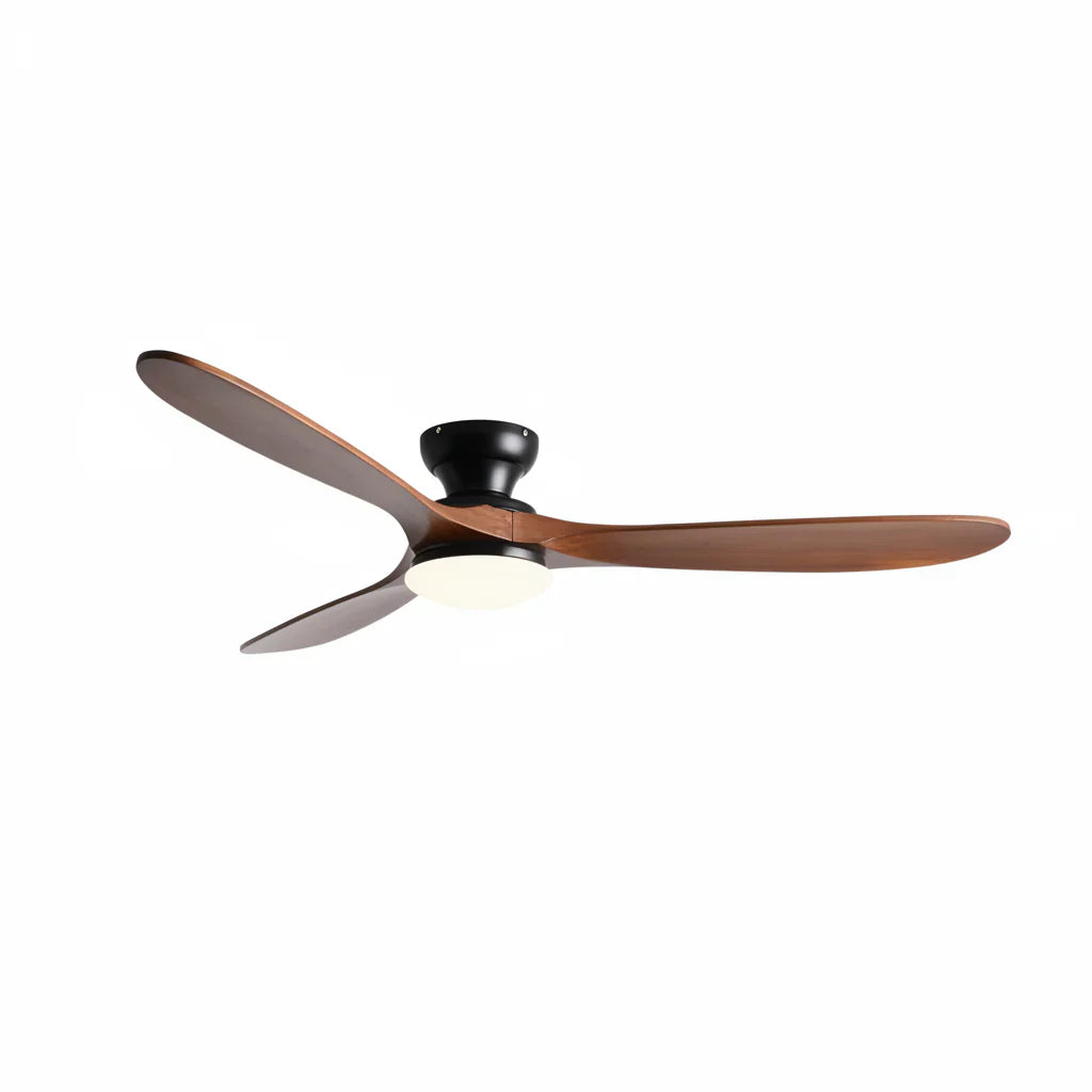 Nordkapp | Ventilateur éclairage LED bois foncé et noir