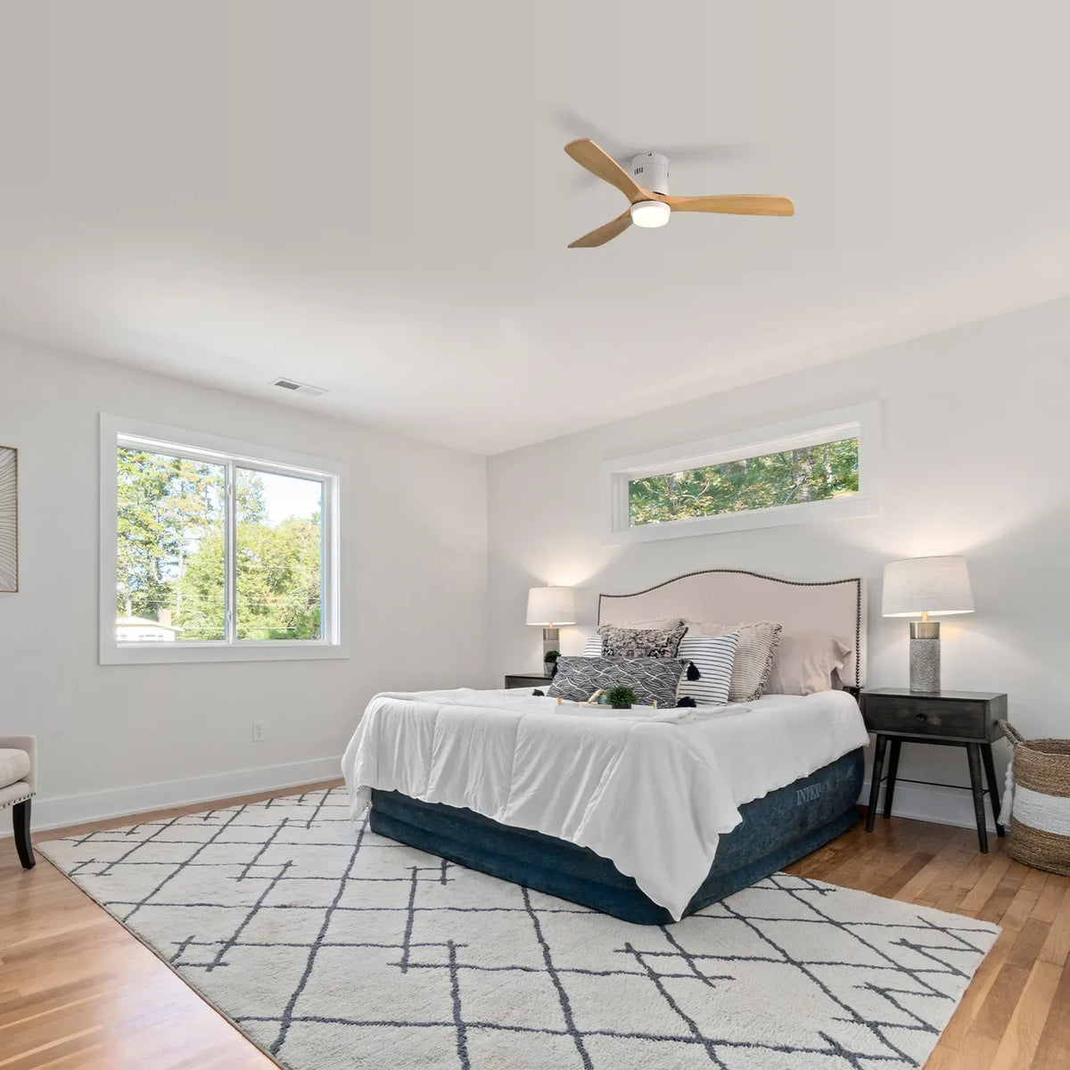 Miami | Ventilateur de plafond 132cm Aura - Pales bois & LED intégrée
