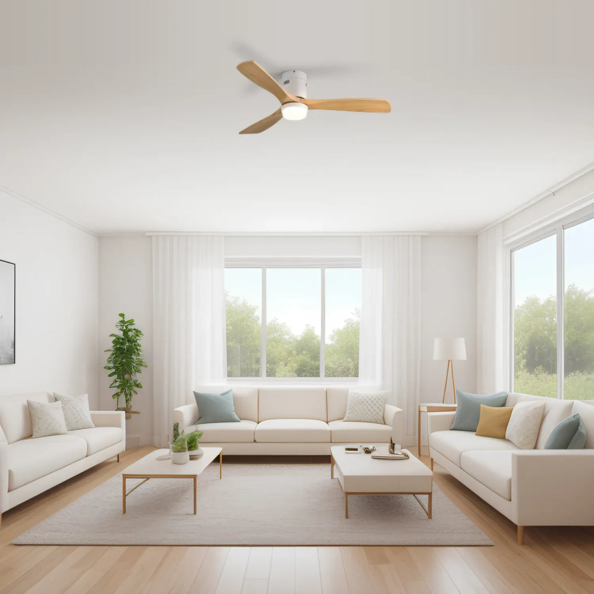 Miami | Ventilateur de plafond 132cm Aura - Pales bois & LED intégrée
