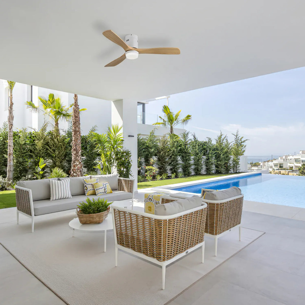 Miami | Ventilateur de plafond 132cm Aura - Pales bois & LED intégrée