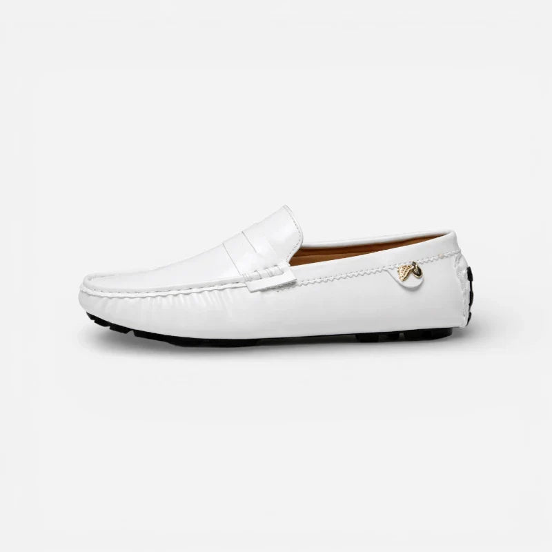 Mocassin En Cuir Vernis Blanc Pour Femme