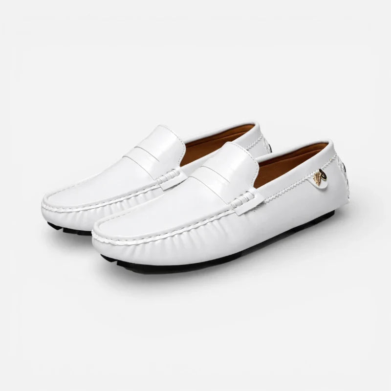 Mocassin En Cuir Vernis Blanc Pour Femme