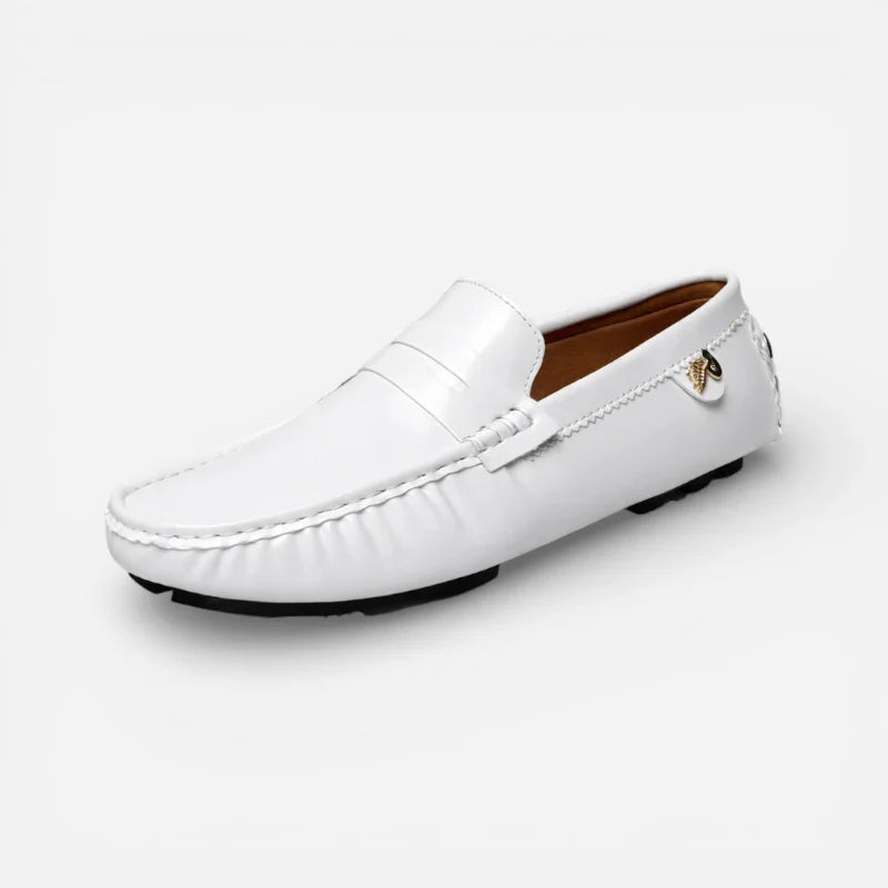 Mocassin En Cuir Vernis Blanc Pour Femme