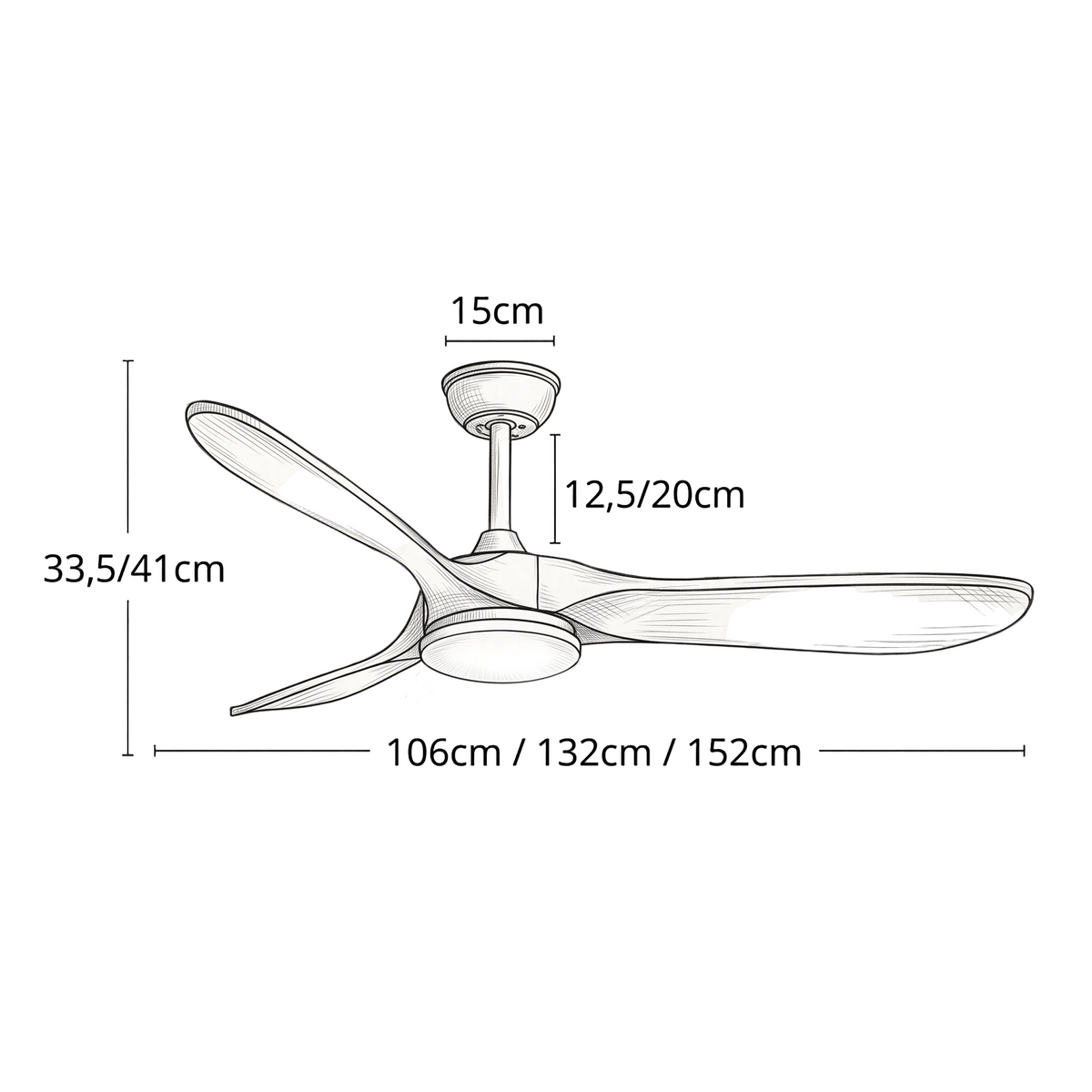 Zéphyr | Ventilateur vintage argent et bois naturel, LED