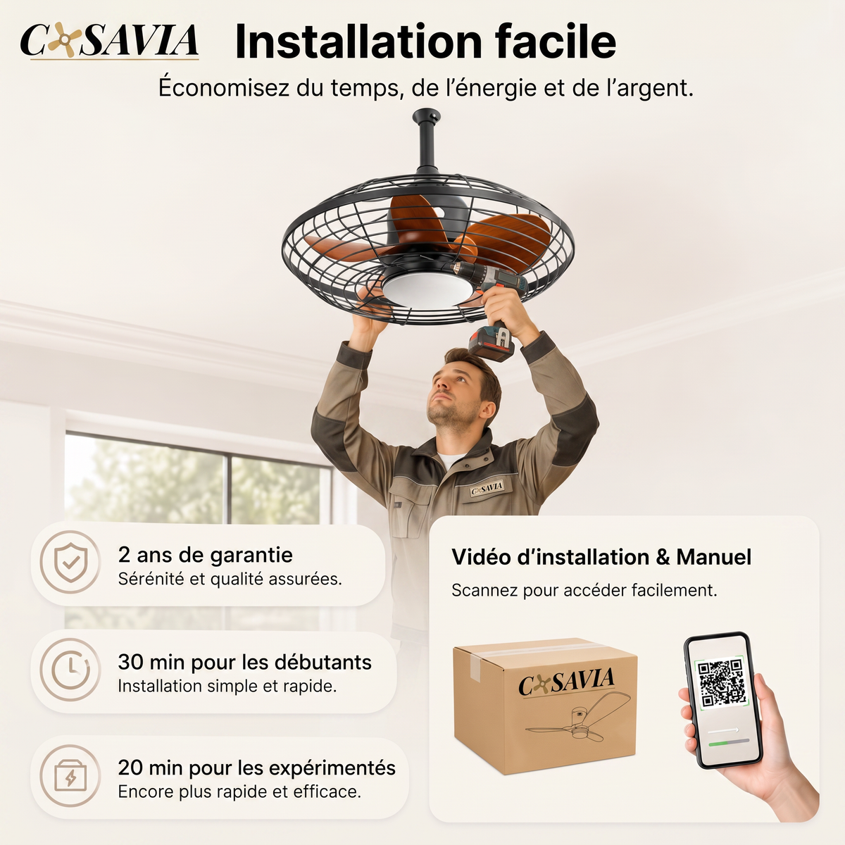 Vector | Ventilateur moderne LED télécommande 51 cm