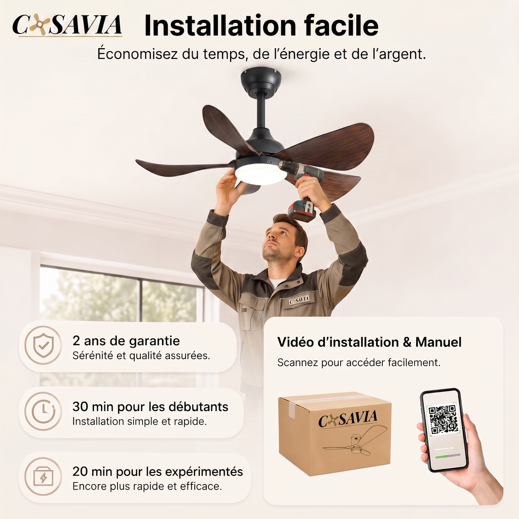 Sigrid | Ventilateur compact LED télécommande 74 cm