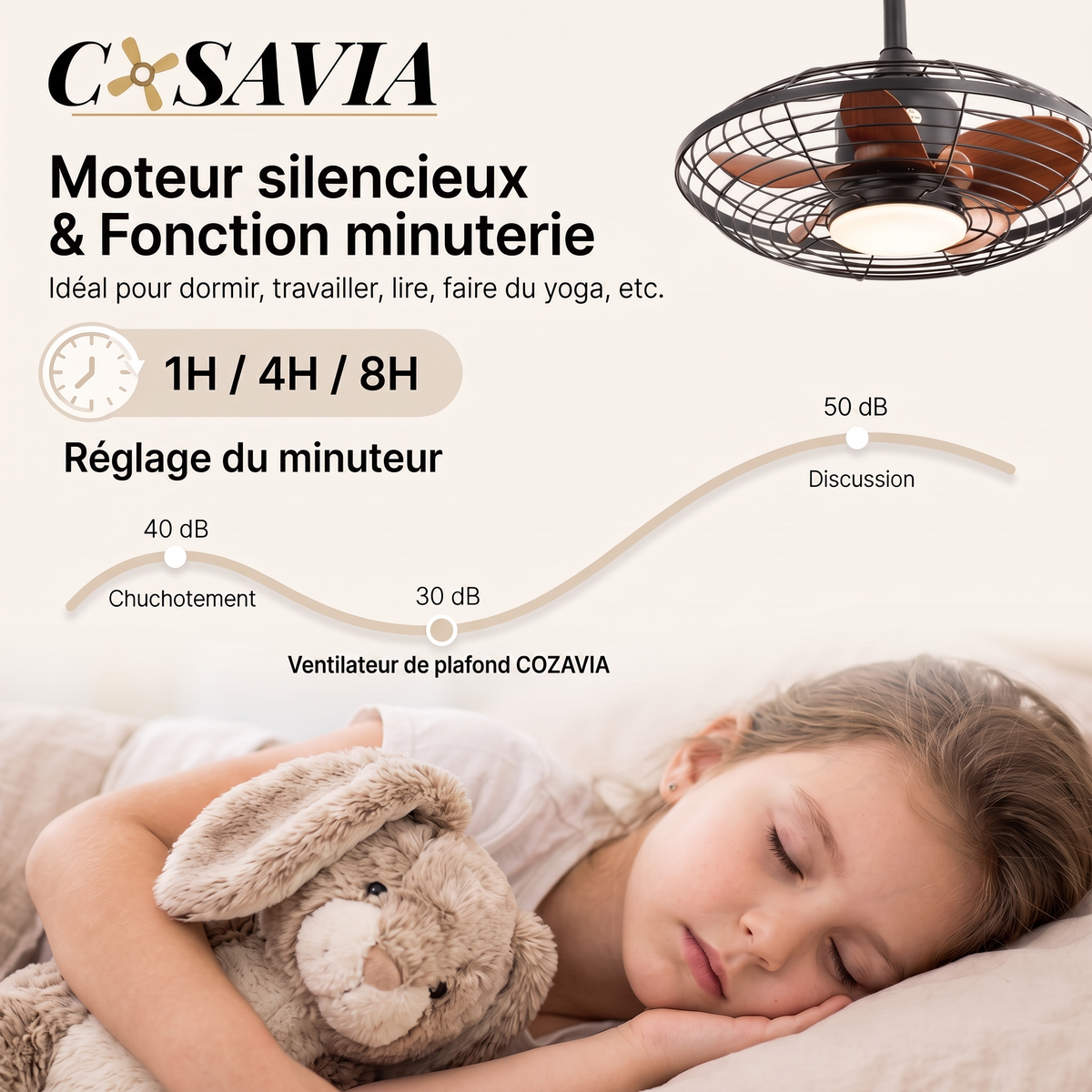 Vector | Ventilateur moderne LED télécommande 51 cm