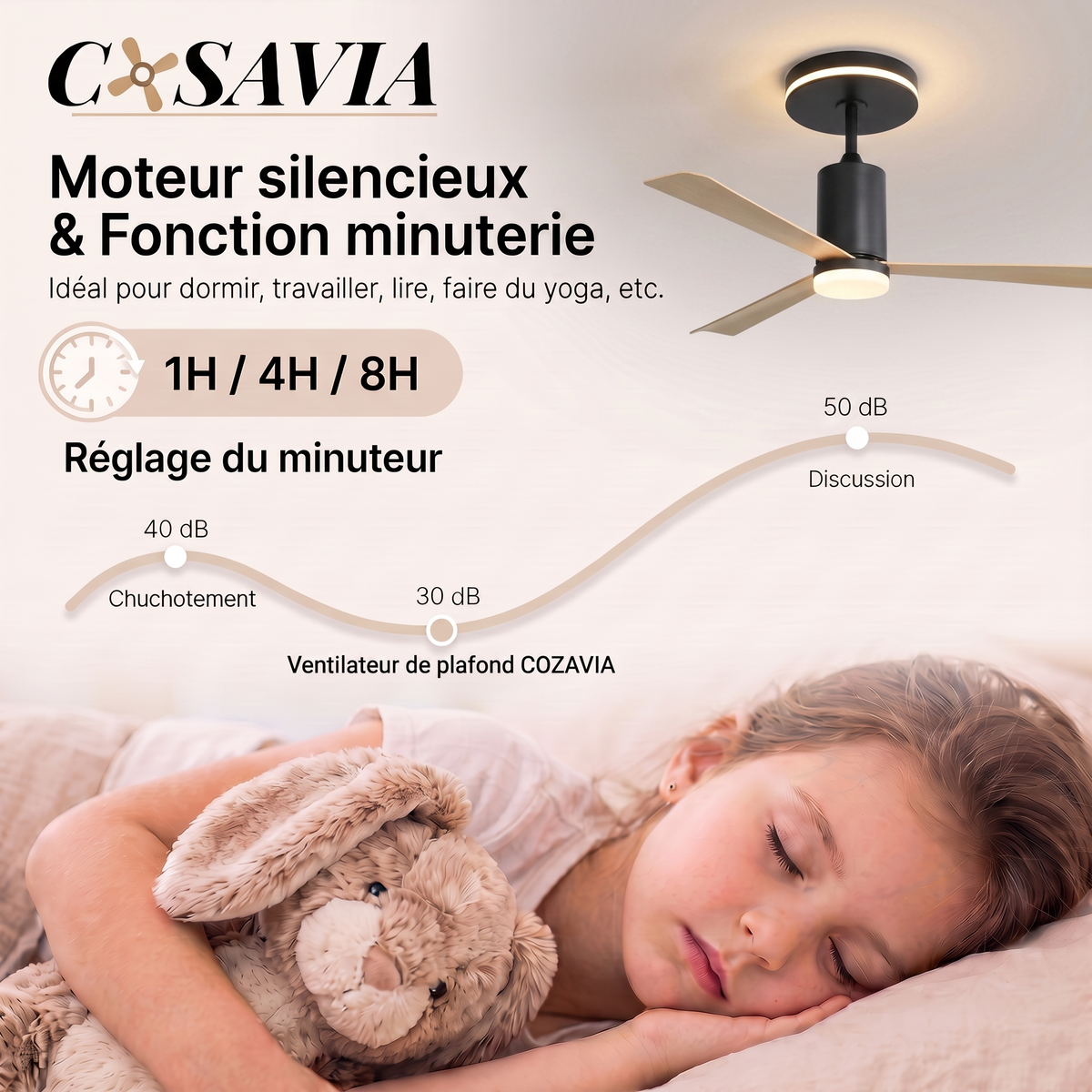 Nexus | Ventilateur moderne LED télécommande 132 cm