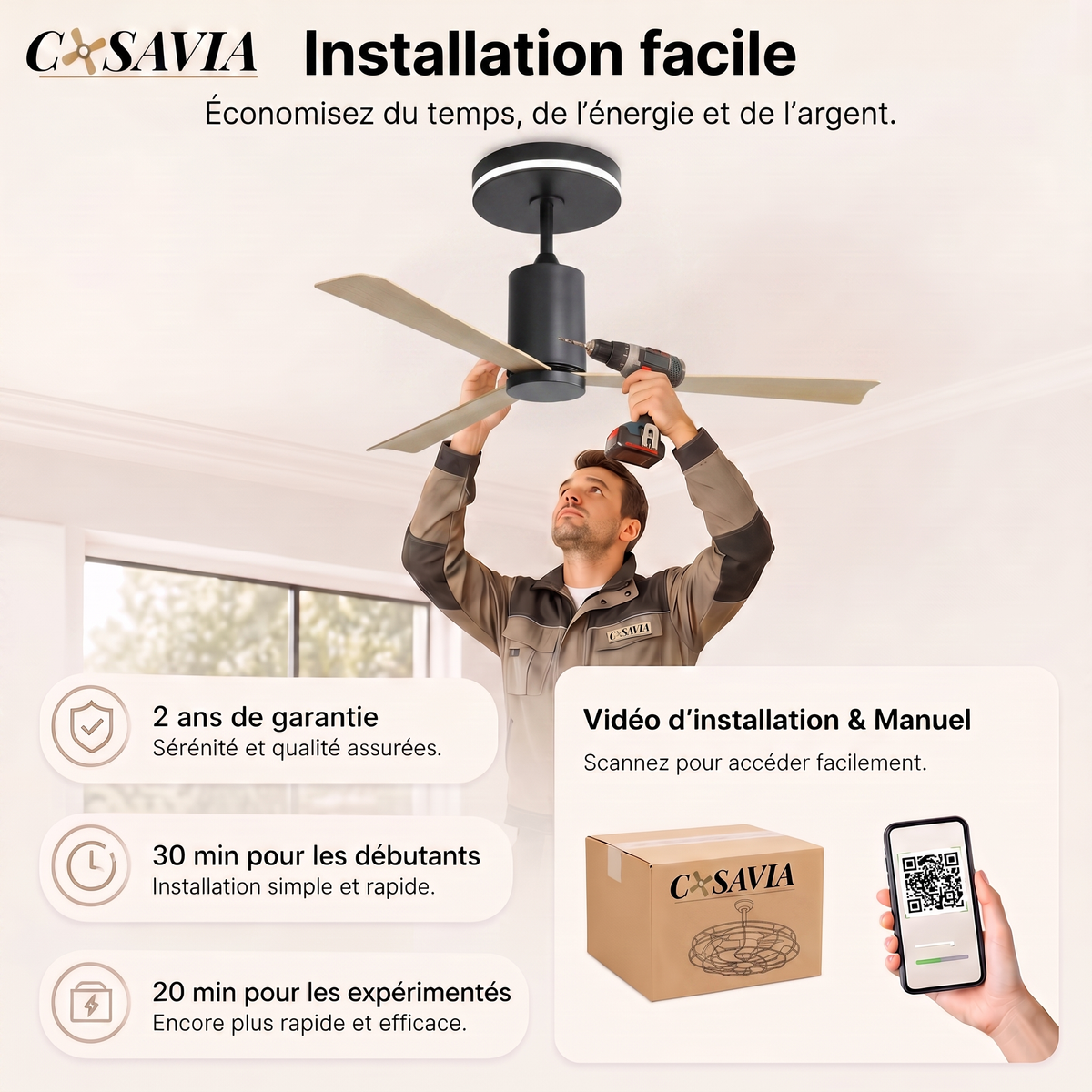Nexus | Ventilateur moderne LED télécommande 132 cm