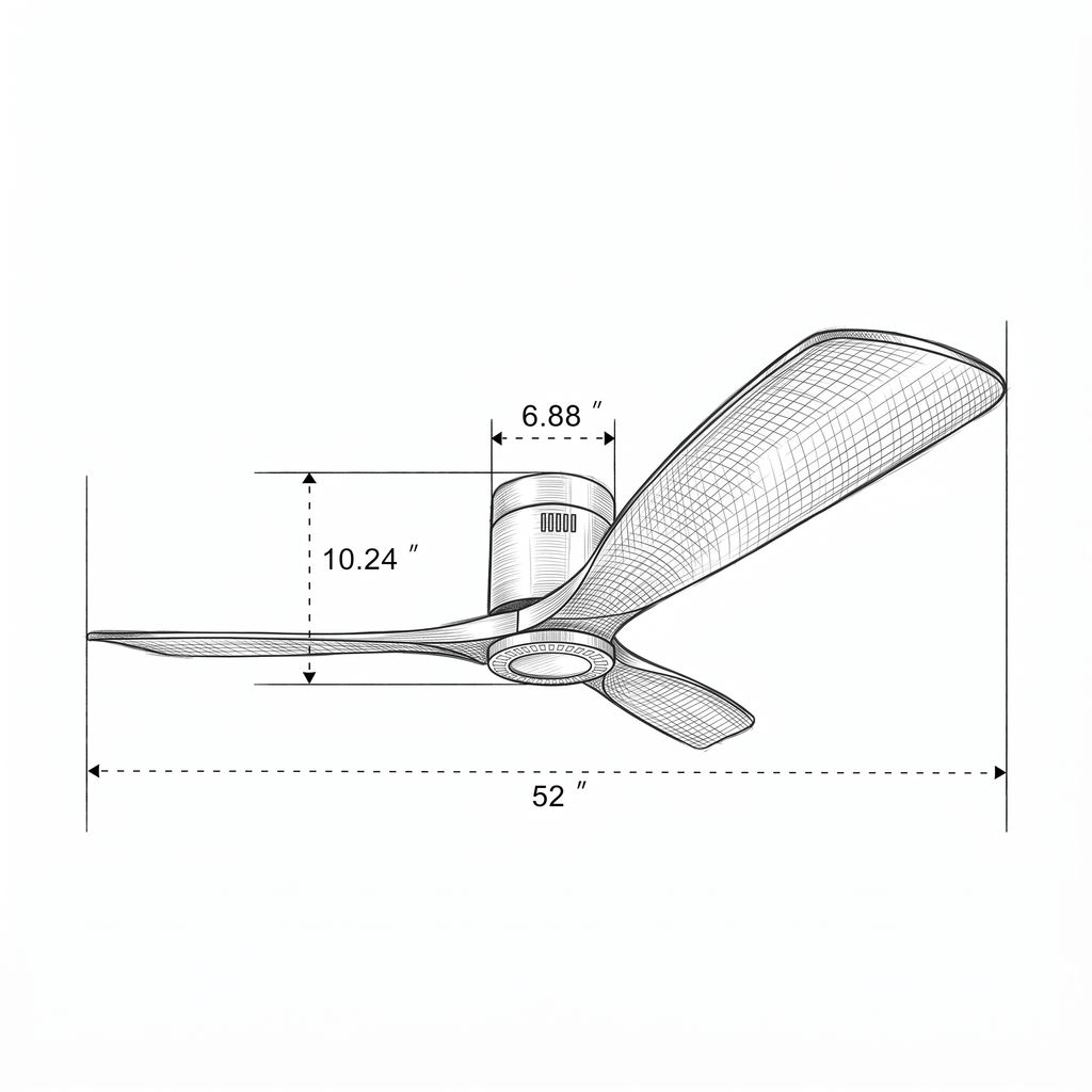 Mountain | Ventilateur de plafond 132cm encastré - Sans lumière, acier & bois