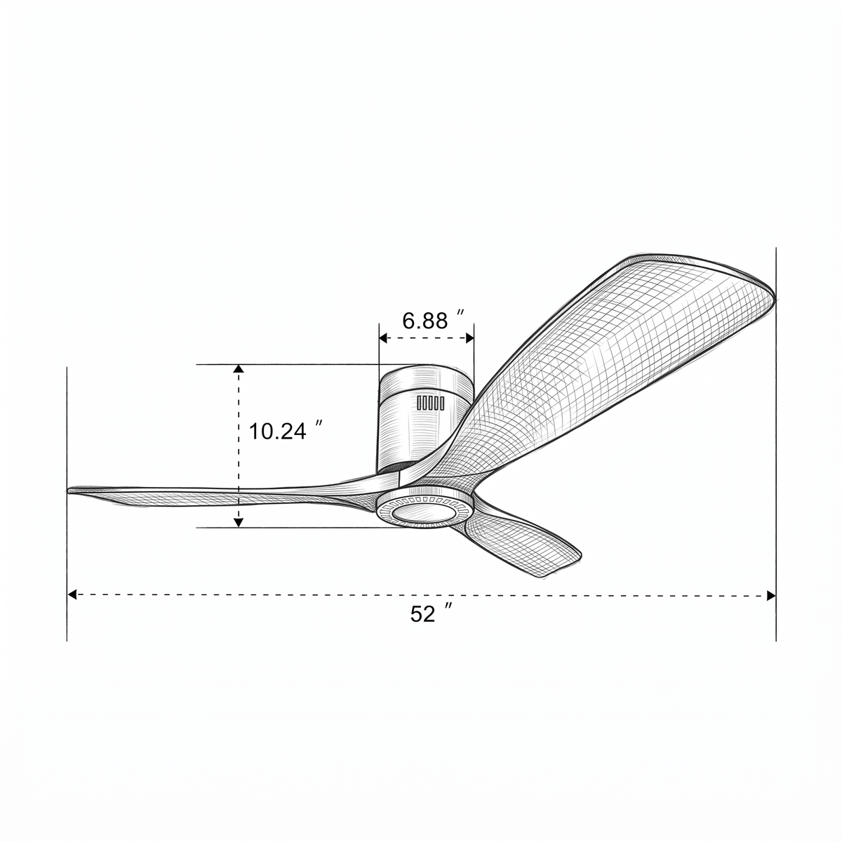 Mountain | Ventilateur de plafond 132cm encastré - Sans lumière, acier & bois