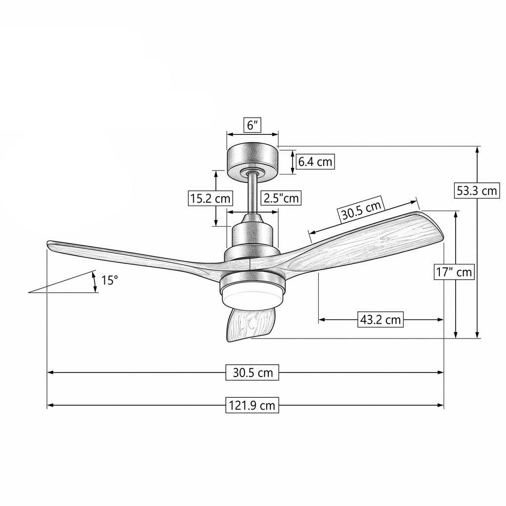 Miami | Ventilateur de plafond 132cm Aura - Pales bois & LED intégrée