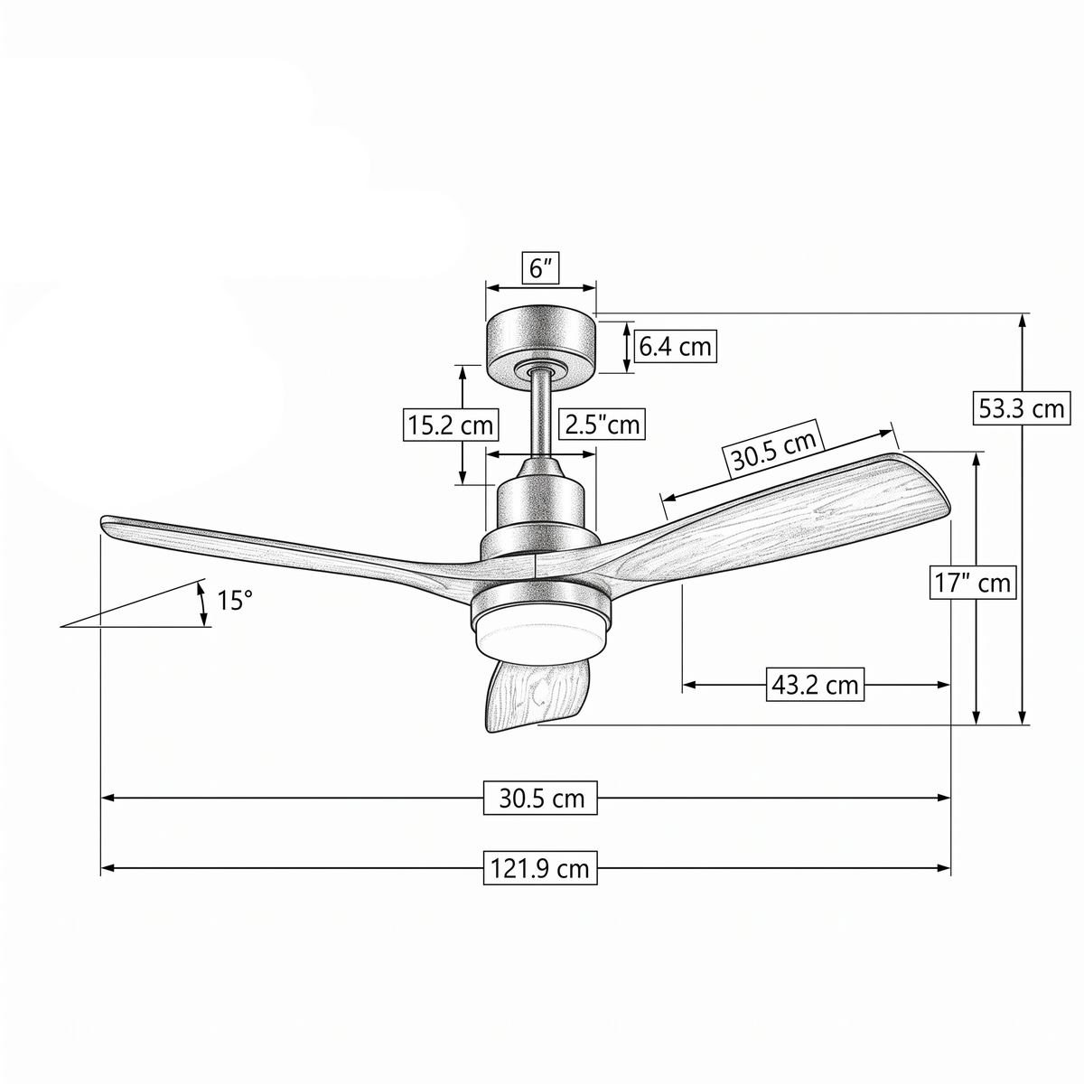 Miami | Ventilateur de plafond 132cm Aura - Pales bois & LED intégrée