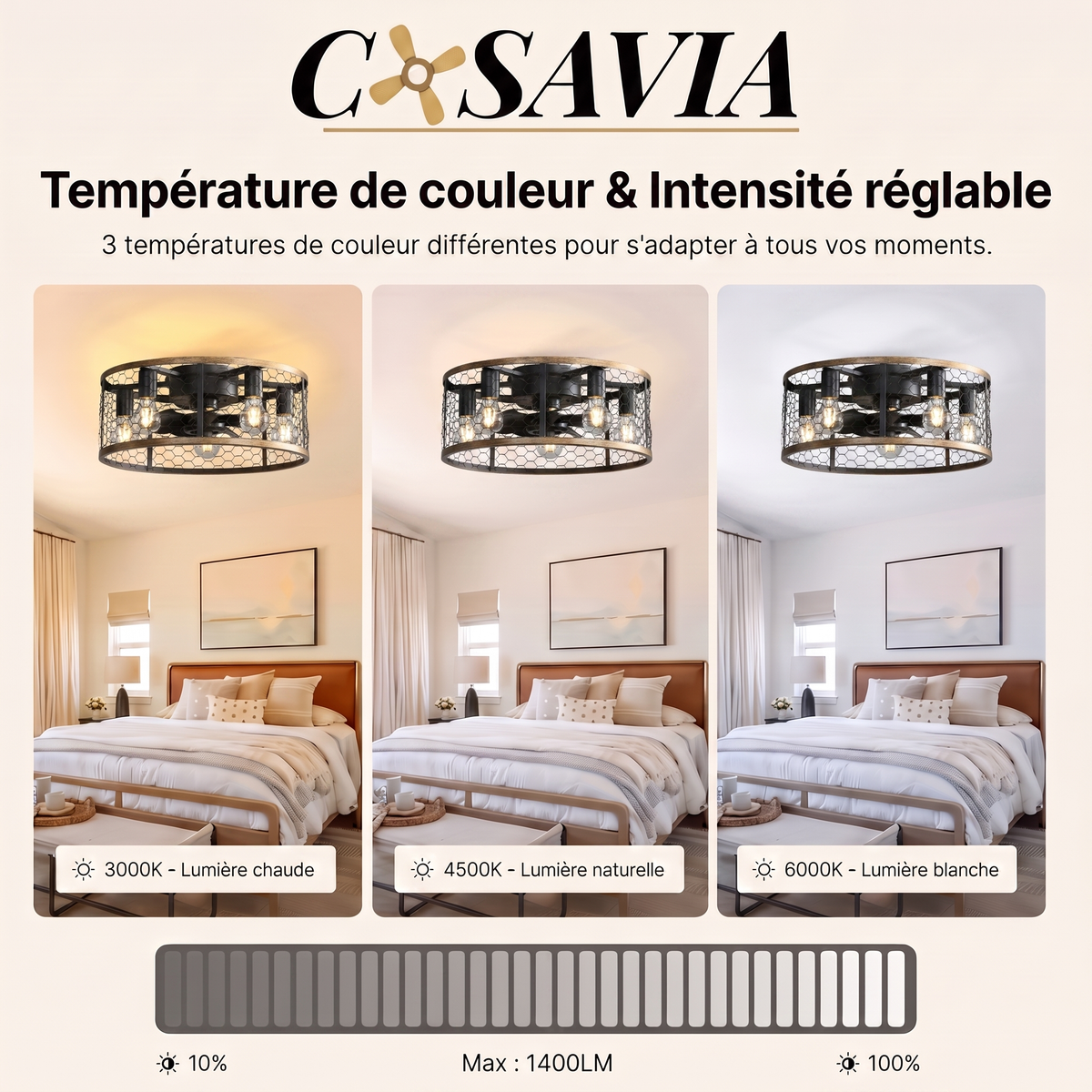 Marengo | Ventilateur cage LED télécommande 51 cm