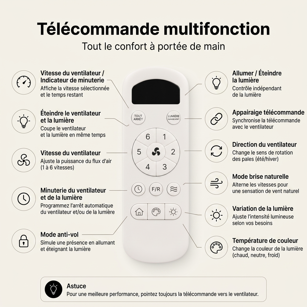 Helix | Ventilateur moderne LED télécommande 107 cm