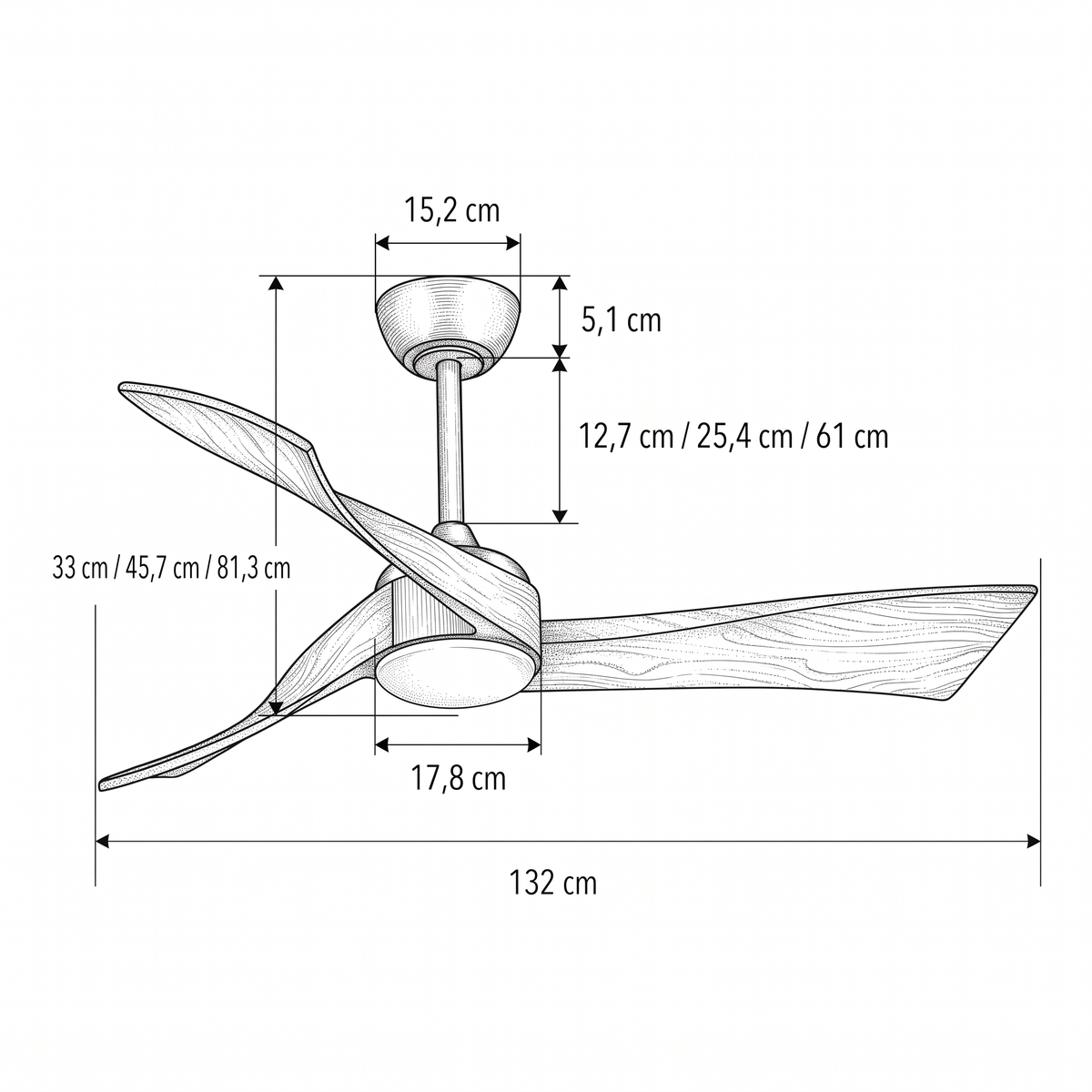 Cygnéo | Ventilateur nordique LED télécommande 132 cm