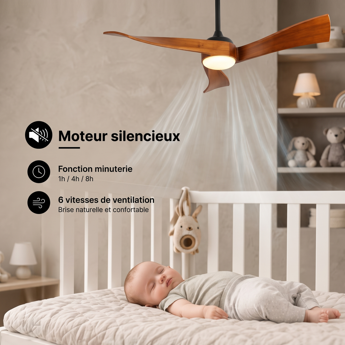 Cygnéo | Ventilateur nordique LED télécommande 132 cm
