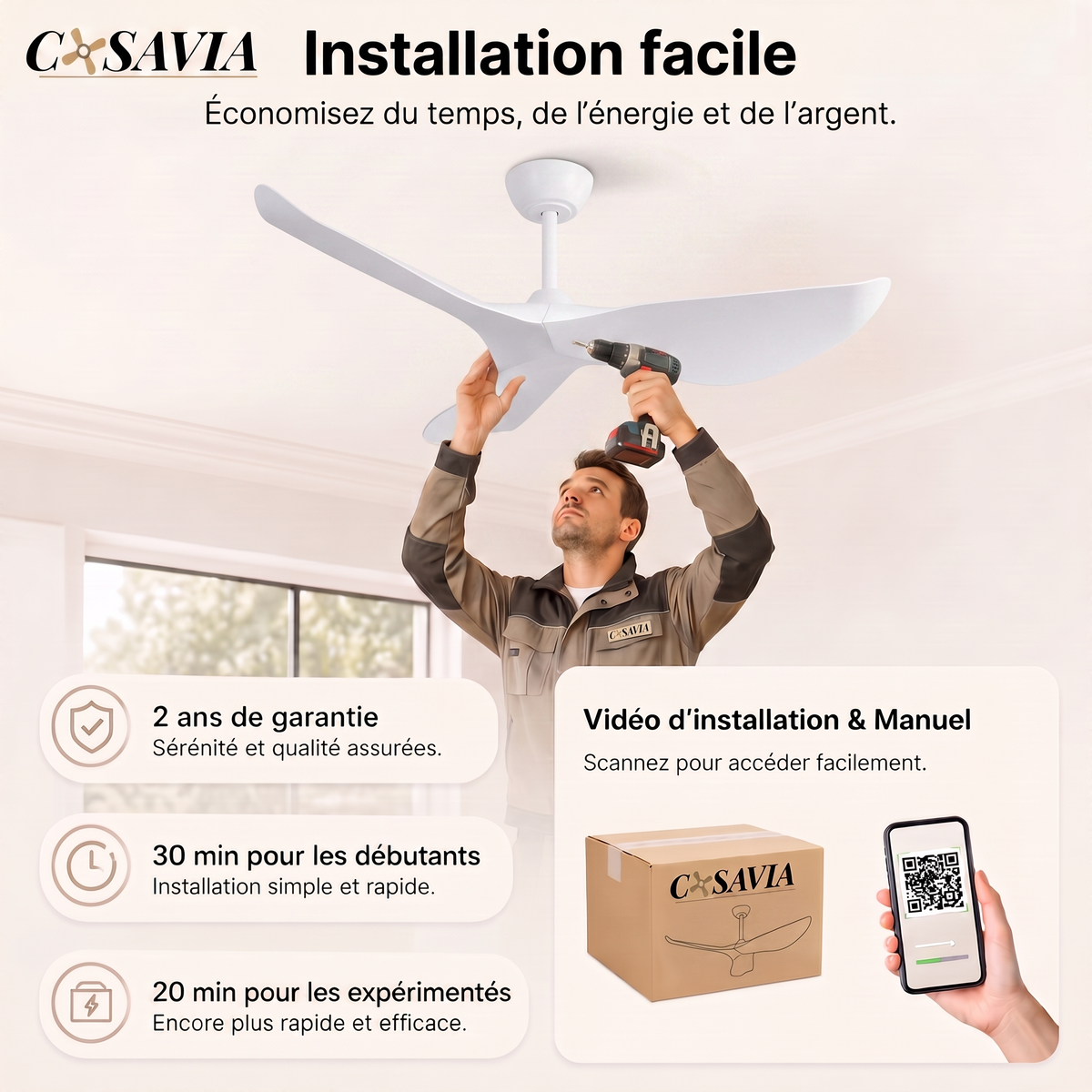 Capraia | Ventilateur design LED télécommande 97 cm