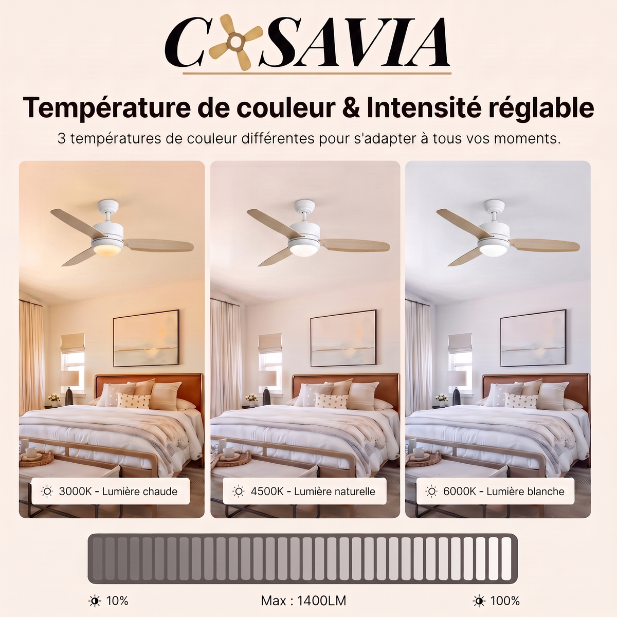 Calisto | Ventilateur design LED télécommande 117 cm