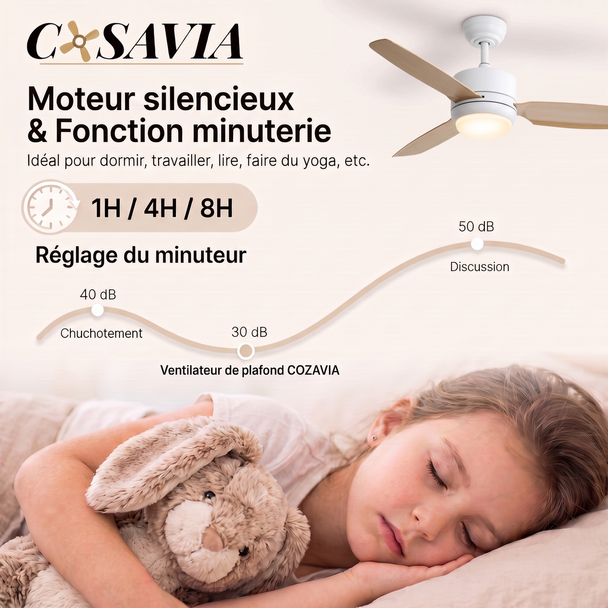 Calisto | Ventilateur design LED télécommande 117 cm