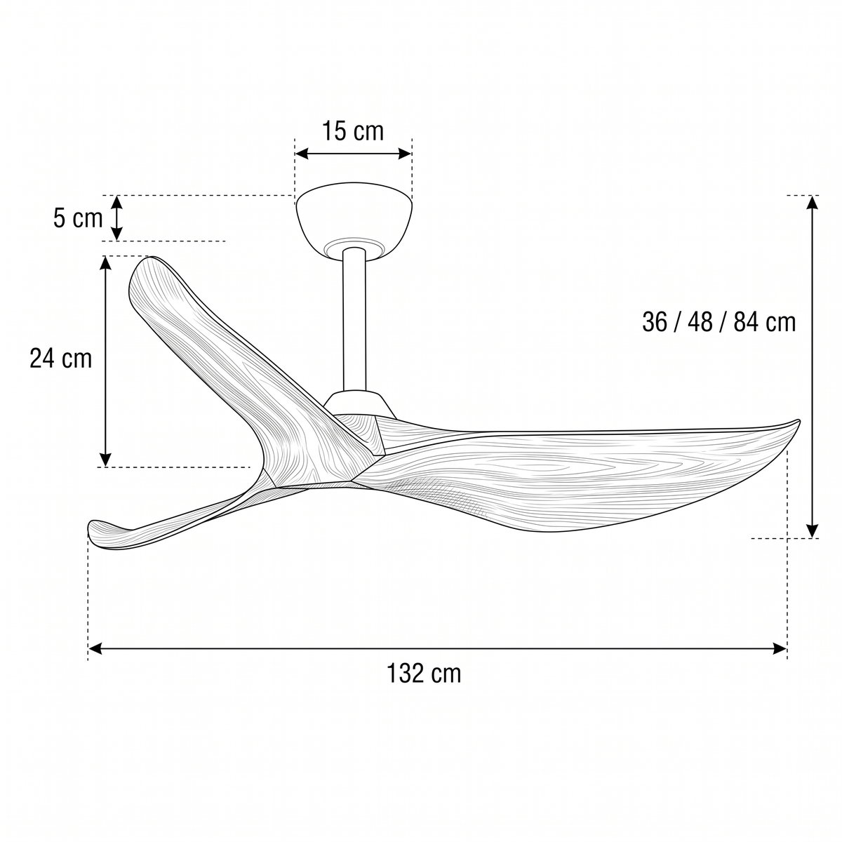 California |132 cm avec Pales Finition Bois Moteur DC Basse Consommation