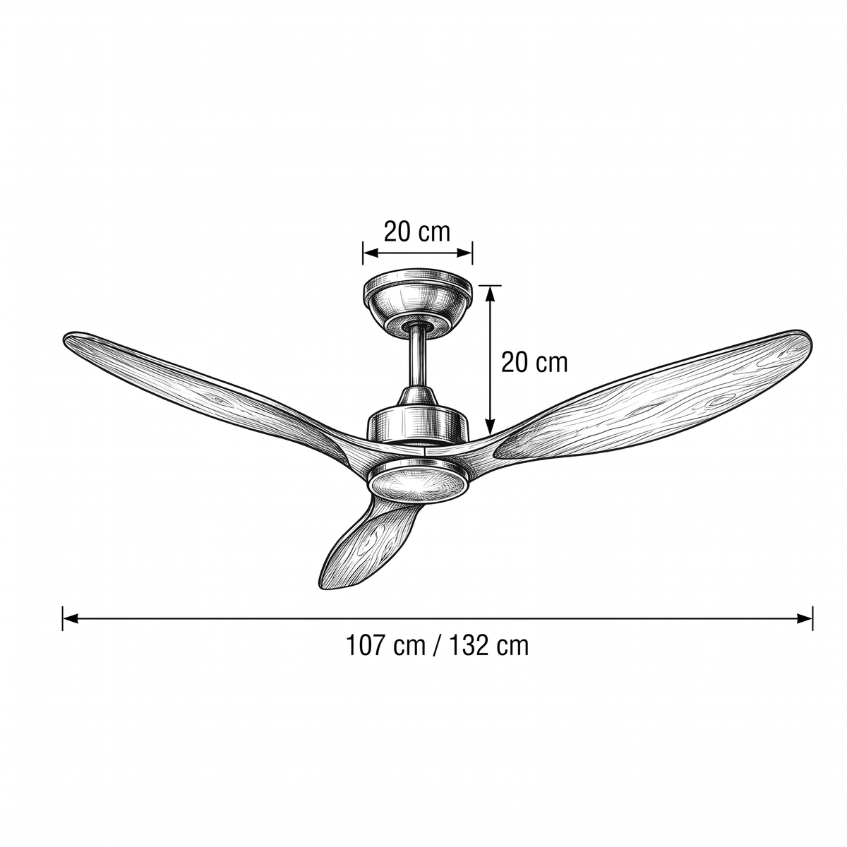 Axiom | Ventilateur moteur DC blanc et bois clair