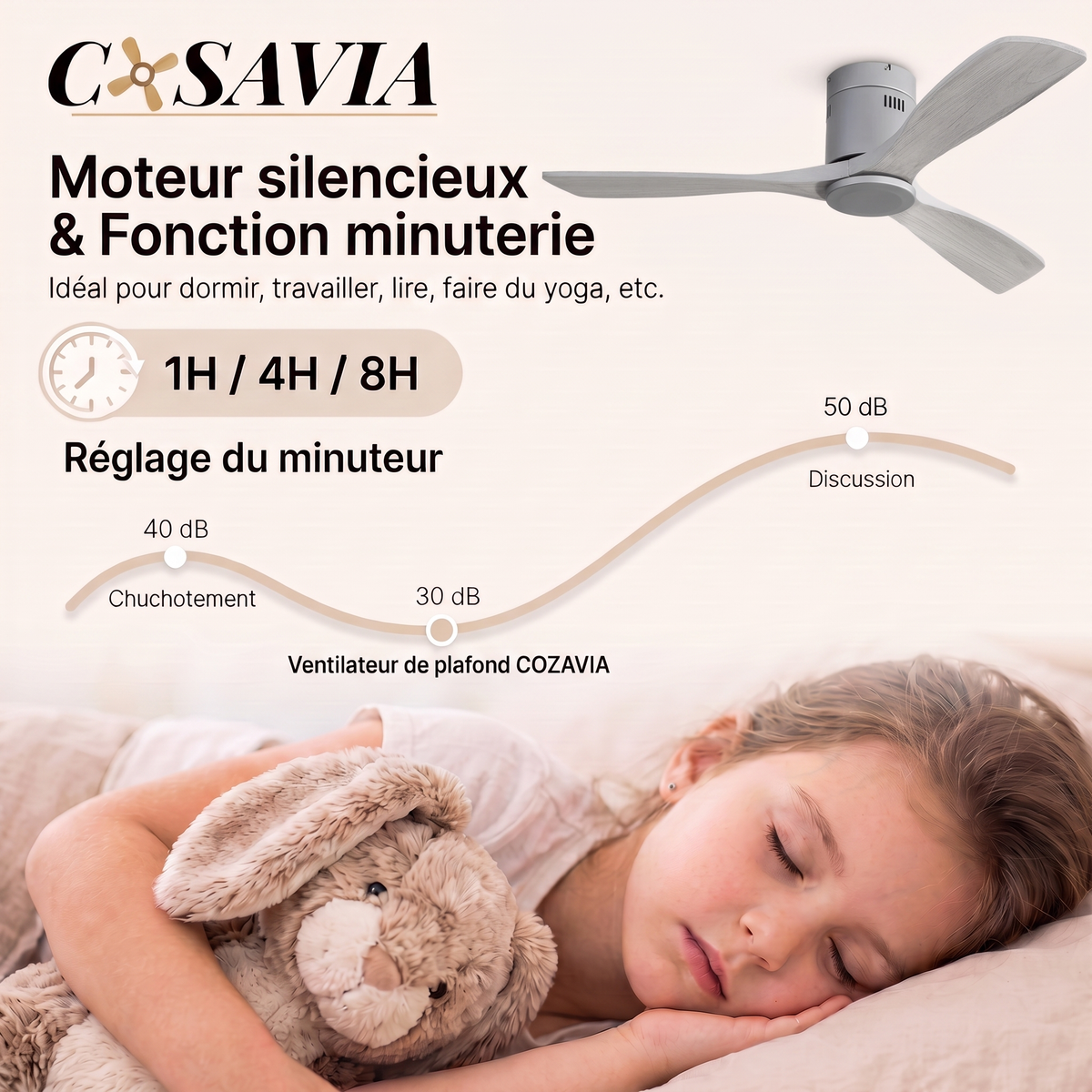Calanque | Ventilateur design LED télécommande 132 cm